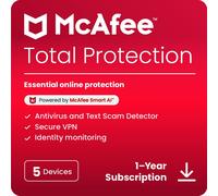McAfee Total Protection Antivirus 2025 5 Devices 1 Year - Auto-Renewal - Digital