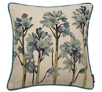 McAlister Textiles Decorative Tapestry Throw Pillow Cover Scatter Cushion Sham with Bluebell Tapestry Design & Blue Velvet Backing for Lounge, Bedroom & Garden 43 x 43cm