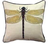 McAlister Textiles Dragonfly Throw Cushion Cover Unfilled. Embroidered Decorative Scatter Pillow Original Insect Tapestry Design For Bed Or Sofa 43x43cm Bugs Life Range