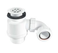 Mcalpine 50mm Water Seal Resealing Shower Tray Trap Removable Waste Grid Dip Tube With Multifit Outlet 70mm White Plastic Flange
