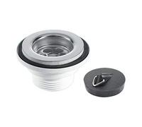 McAlpine 60mm Stainless Steel Flange Centre Pin Basin Waste with Black PVC Plug - BSW2PC