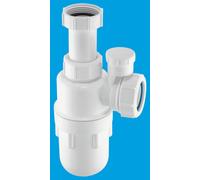 McAlpine A10AV 75mm Water Seal Anti-Syphon (Silentrap) Adjustable Inlet Bottle Trap with Multifit Outlet 1.25" in White McAlpine White