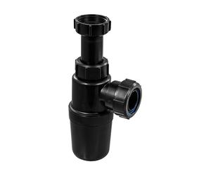 McAlpine AA10-BL Black 1.25" Slim Bottle Trap with Adjustable Inlet | Modern Basin Waste Trap | Space-Saving Design | Durable Construction