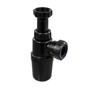McAlpine AA10-BL Black 1.25" Slim Bottle Trap with Adjustable Inlet | Modern Basin Waste Trap | Space-Saving Design | Durable Construction