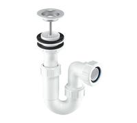 Mcalpine Asa10W Adjustable Inlet Basin Trap with Centre Pin Waste, White and Chrome
