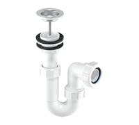 McAlpine ASA10W Adjustable Inlet Basin Trap with Centre Pin Waste, White and Chrome