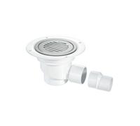 Mcalpine Bathroom Horizontal Outlet 75mm Water Seal Shower Sheet Floor Gully 130mm Height Chrome Plated Brass (No Screws)