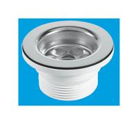 McAlpine BSW10P Centre Pin Bath Waste: 70mm Stainless Steel Flange: Black PVC Plug McAlpine Black