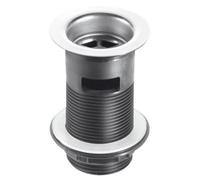 Mcalpine Bsw12C 1.25" Black Plastic Slotted Basin Waste - Backnut Model 60mm Stainless Steel Flange X 3.5" Tail With Pvc Plug