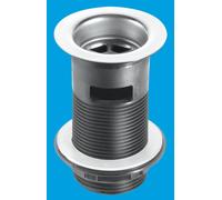 BSW12T 1.25" Black Plastic Slotted Basin Waste - Backnut Model: 60mm Stainless Steel Flange x 3.5" Tail with Black PVC Plug McAlpine Black One Size