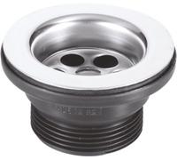 McAlpine BSW15PC 1½" Centre Pin Bath Waste: 70mm Stainless Steel Flange: Black PVC Plug