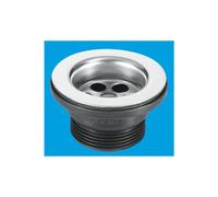 McAlpine BSW15PC 1½" Centre Pin Bath Waste: 70mm Stainless Steel Flange: Black PVC Plug