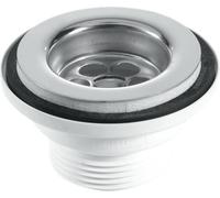 Mcalpine Bsw1P 60mm Stainless Steel Flange Centre Pin Basin Waste With Black Pvc Plug 1.25"