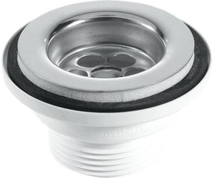 Mcalpine Bsw1P 60mm Stainless Steel Flange Centre Pin Basin Waste With Black Pvc Plug 1.25"