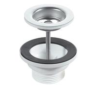 McAlpine BSW1PC 60mm Stainless Steel Flange Centre Pin Basin Waste with Black PVC Plug, CP chain & stay 1.25" McAlpine Black