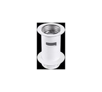 McAlpine BSW2 1.25" White Plastic Basin Waste - Backnut Model: 60mm Stainless Steel Flange x 3.5" Tail with Black PVC Plug McAlpine White