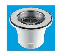 McAlpine BSW21P Centre Pin Sink Waste: 85mm Stainless Steel Flange with Plug