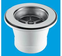 BSW21PC Centre Pin Sink Waste: 85mm Stainless Steel Flange with Plug McAlpine Silver One Size