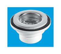 BSW2PC 60mm Stainless Steel Flange Centre Pin Basin Waste with Black PVC Plug McAlpine Black One Size