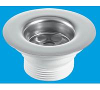 BSW6PR Centre Pin Sink Waste: 85mm Stainless Steel Flange with Black PVC Handle Plug McAlpine Black One Size