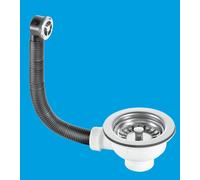 McAlpine BSWCLS-OFSS 1.5" Basket Strainer Waste & Overflow: 113mm Stainless Steel Flange: Spring-Loaded Plug: Chrome Plated Overflow Grid: Centre Pin McAlpine Black