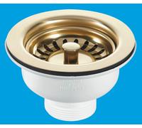 McAlpine BSWPVD 1.5" Basket Strainer Waste: 113mm Stainless Steel Flange: Stemball Plug: Centre Pin Model in White McAlpine White