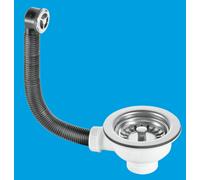 McAlpine BWSTOFSS 1.5" Basket Strainer Waste & Overflow: 113mm Stainless Steel Flange: Stemball Plug: Chrome Plated Overflow Grid: Centre Pin Model McAlpine Silver