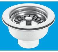 McAlpine BWSTSS 1.5" Basket Strainer Waste: 113mm Stainless Steel Flange: Stemball Plug: Centre Pin Model in Silver McAlpine Silver