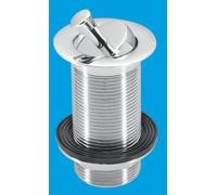 McAlpine BWU60SPH-CB 1.25" Chrome Plated Brass Basin Waste - Backnut Model: 60mm Flange x 3.5" Tail with Swivel Handle Plug in Silver McAlpine Silver