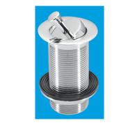 McAlpine BWU60SPH-CB 1¼" Chrome Plated Brass Basin Waste - Backnut Model: 60mm Flange x 3½" Tail with Swivel Handle Plug