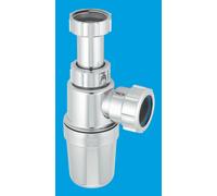 McAlpine CAA10 Chrome Plated Plastic Adjustable Inlet Slim Bottle Trap in Silver McAlpine Silver