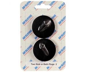 McAlpine CARD-2 Two Sink Or Bath Plugs - BP4T - Black PVC Plug 1.25" with triangle (for 1.5" waste)
