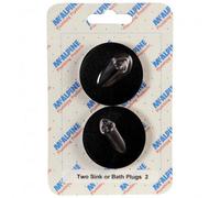McAlpine CARD-2 Two Sink Or Bath Plugs - BP4T - Black PVC Plug 1¾" with triangle (for 1½" waste)