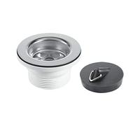 McAlpine Centre Pin Bath Waste 70mm Stainless Steel Flange Black PVC Plug - BSW10P