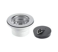 McAlpine Centre Pin Bath Waste: 70mm Stainless Steel Flange: Black PVC Plug - BSW9P
