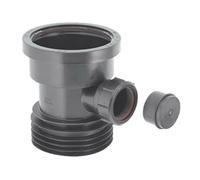 McAlpine DC1-BL-BO Black 4"/110mm Drain Connector with 1.5" Boss and Blanking Cap - BS 4514 Compatible.