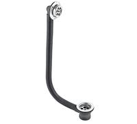 Mcalpine Fbw2Pc Bath Combined Waste and Overflow, Chrome Plated Grating, Black, Chrome