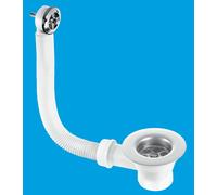 McAlpine FSW2P Sink Combined Waste & Overflow - Nut & Bolt Overflow Connection in White McAlpine White