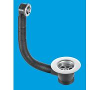 McAlpine FSW2PC Sink Combined Waste & Overflow - Chrome Plated Overflow Grid 1.5" x 85mm Flange in Silver McAlpine Silver