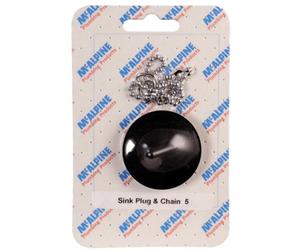 Mcalpine Handipak No.5 Basin Sink Black Plug And Stainless Steel Chain