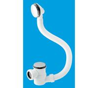 McAlpine HC2650UK Chrome Plated Brass Bath Filler & Overflow - 50mm Water Seal, Swivel Trap, Top-Access Mushroom Plug