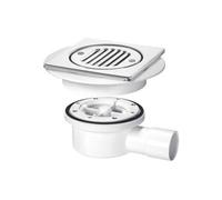 Mcalpine Horizontal Outlet Two-Piece Valve Shower Gully For Tiled Stone Floors 50mm Square Polished Stainless Steel Tile Vsg52T6Ss