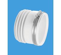 McAlpine MAC-1-BTW 90-114mm Inlet x 4"/110mm Outlet Short Straight WC Connector in White McAlpine White