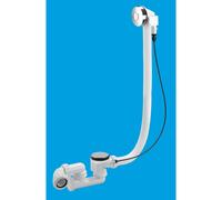 McAlpine PUB-PB-700 1½" x 70mm Polished Stainless Steel Flange Chrome Plated Brass Push Button Action Pop-Up Bath Waste and Overflow 700mm