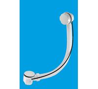 McAlpine PUB-WH 1.5" x 70mm Polished Stainless Steel Flange Pop-Up Bath Waste & Overflow - Centre Pin Model with Overflow/Command Knob in White McAlpine White