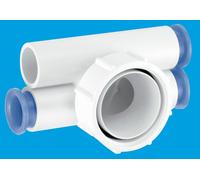 McAlpine R12 Four Way Connector 1½" loose nut x four connections for 19mm pipe, supplied with 3 Plugs