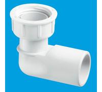 McAlpine R8A 3/4" 90° Female Overflow Coupling with loose nut in White McAlpine White