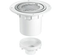 McAlpine Shower Trap Gully for Sheet Floors Vertical 110mm Diameter & 2'' Outlet with Chrome Plated Stainless Steel Tile - TSG2SS-SL-SC