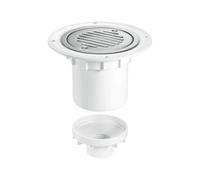 McAlpine Shower Trap Gully for Sheet Floors Vertical 110mm Diameter & 2'' Outlet with Chrome Plated Stainless Steel Tile - TSG2SS-SL-SC