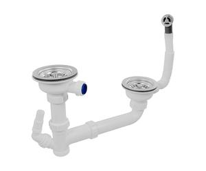 McAlpine SK2-BWS Kitchen Sink Waste Kit with 2 Basket Strainer Wastes (No Trap) | Dual Bowl Compatible | Durable Waste Kit for Kitchen Sinks | Easy Installation